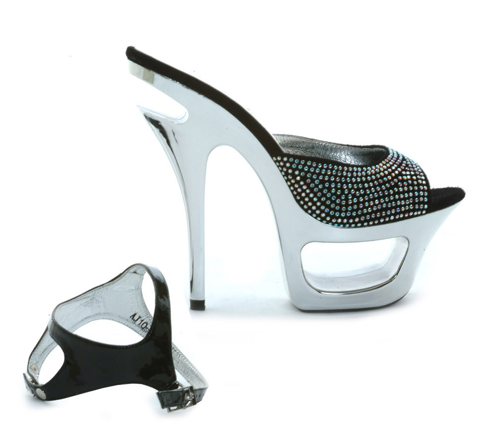 Xena - 6 Inch Detachable Strap Rhinestone Mule